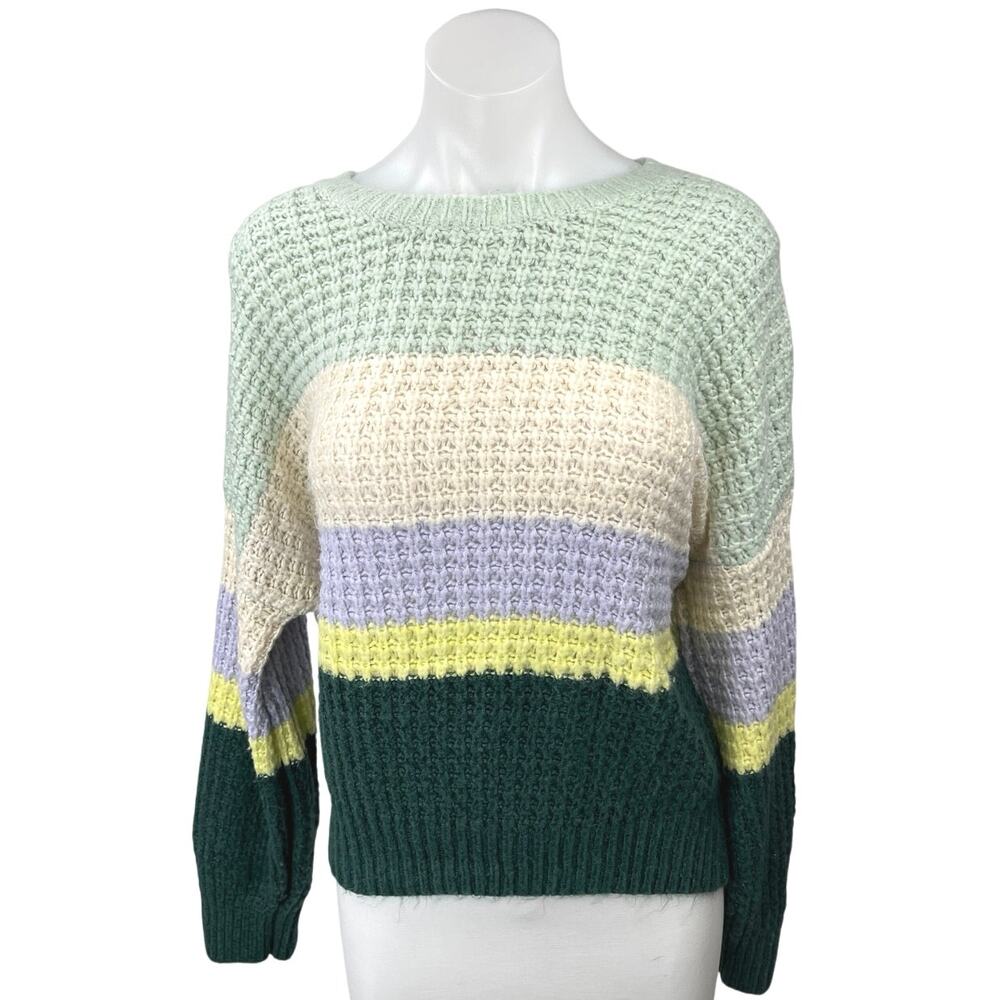 Universal Thread Multicolor Colorblock Striped Knit Long Sleeve Sweater Top L